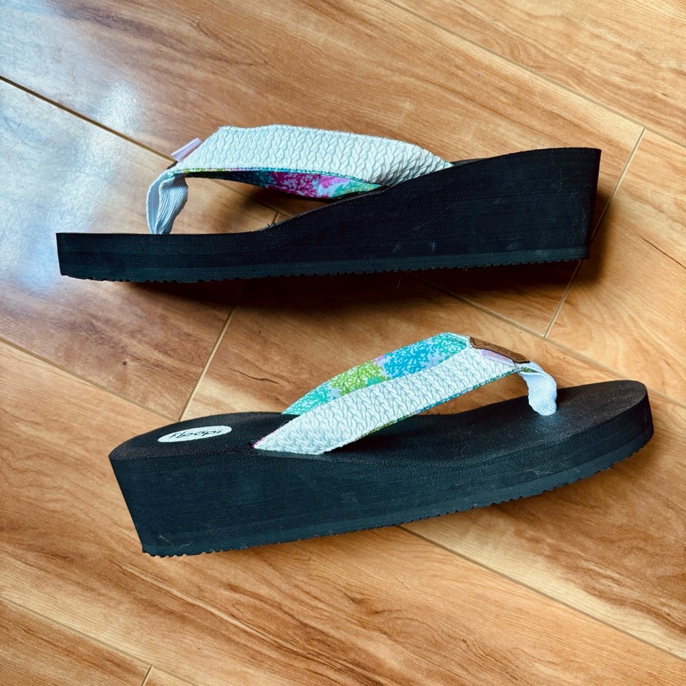 Black Platform Sandals with Wedge Heel
